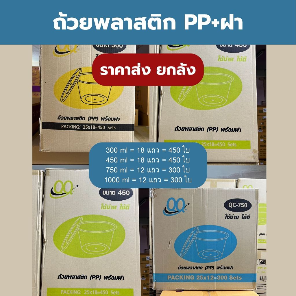 **ยกลัง**ถ้วยพลาสติกพร้อมฝา ถ้วยพลาสติกทรงกลม สีใส เข้าไมโครเวฟได้ 450/750/1000 ml *ออกใบกำกับภาษี* W1