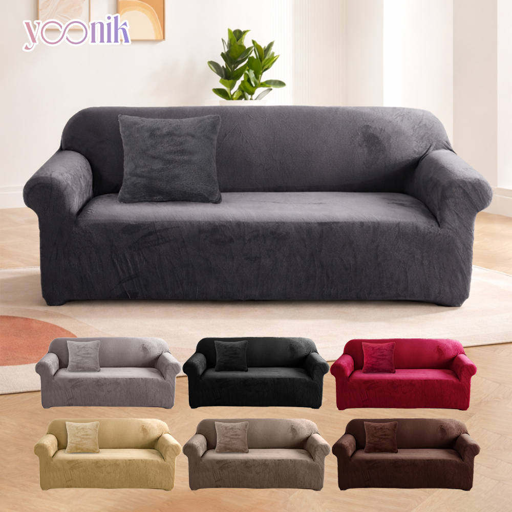ผ้าคลุมโซฟากำมะหยี่ รองรับโซฟาหลายขนาด คลุมเต็มตัว ยืดหยุ่นดี ผ้าปู Sofa Cover