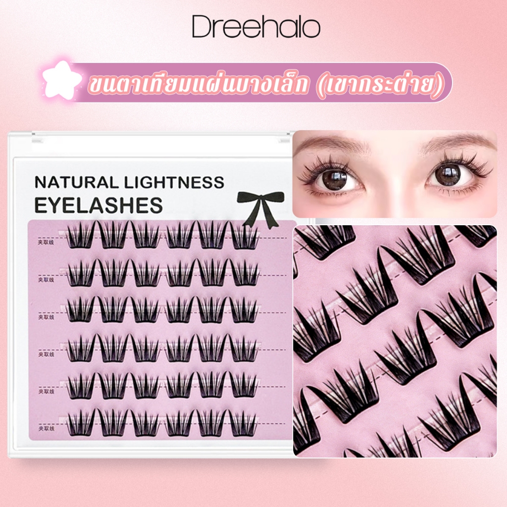 【ใหม่】Dreehalo  ขนตามีกาวในตัว แผ่นบางพิเศษ 0.03 มม. บางเบา ใส่สบาย ก้านโค้งรับกับรูปตา ติดทน  F282