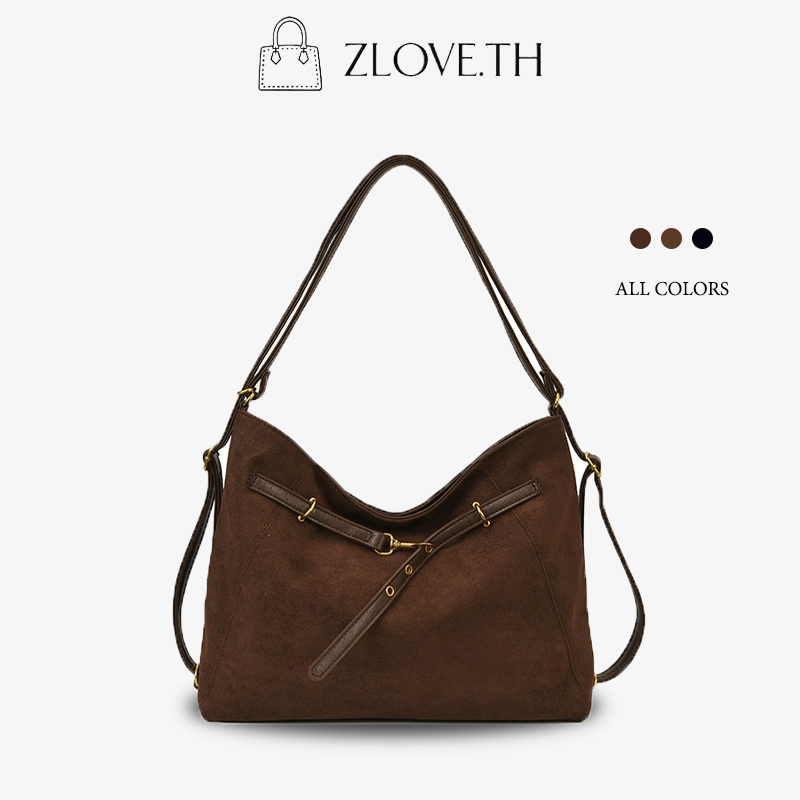 ZLOVE กระเป๋าหนังแบบลำลองแบบใหม่ กระเป๋าสะพายแฟชั่น ผ้าหน้าขน วินเทจ สไตล์ใหม่ ความจุขนาดใหญ่