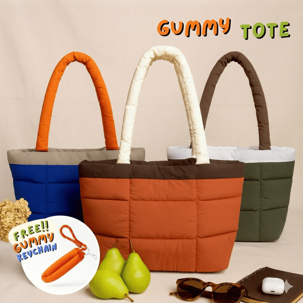 กระเป๋านุ่มนิ่มรุ่นGummy Tote Bag แถม FREE Gummy Keychain(ร้านขอสงวนสิทธิ์ในการเลือกสีของแถม)
