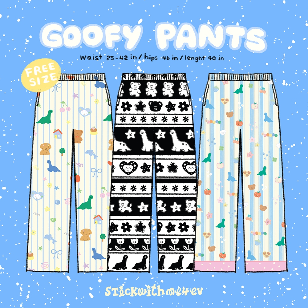 มีลายใหม่!! Goofy pants กางเกงอยู่บ้าน ใส่นอน มีสามลายให้เลือก กางเกงช้างแบบน่ารัก ใส่สบาย | Stickwithme4ev