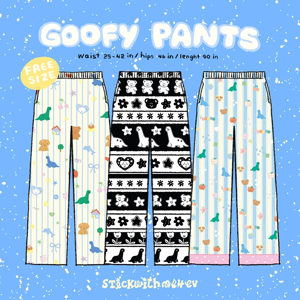 มีลายใหม่!! Goofy pants กางเกงอยู่บ้าน ใส่นอน มีสามลายให้เลือก กางเกงช้างแบบน่ารัก ใส่สบาย | Stickwithme4ev