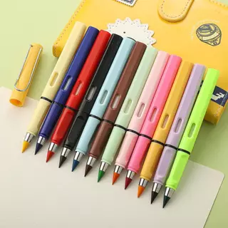 เซต 12 สี ดินสอไร้ถล่ม ดินสอใช้ไม่หมด ไม่ต้องเหลา เขียนลื่น ลบได้ ปากกาไร้หมึก ดินสออมตะ สำหรับวาดรูป ระบายสี