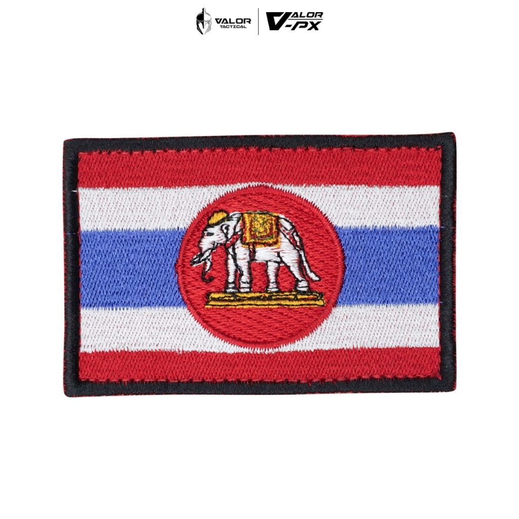 VALOR PX - Red Embroidered Patch "ธงราชนาวี" แพทช์ปักด้ายแดง ธงชาติไทย ตีนตุ๊กแกด้านหลัง