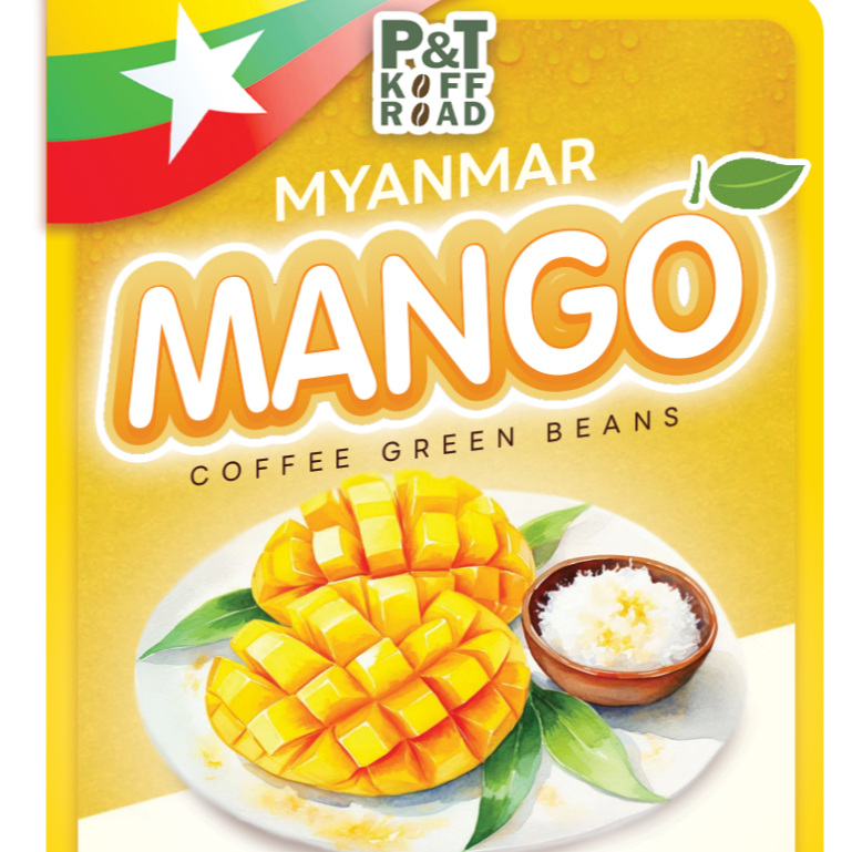 เมล็ดกาแฟดิบ Myanmar Mango  : Green Bean Myanmar . Special Process บรรจุ 500g. - 1 kg. P&T KoffRoad