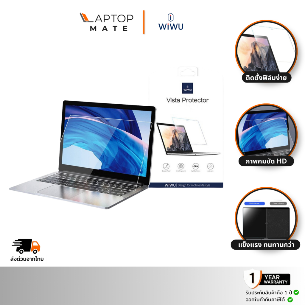 WIWU Screen Protector ฟิล์มกันรอยหน้าจอ (2แผ่น) สำหรับ โน๊ตบุ๊ค for use with Laptop Pro Air M1