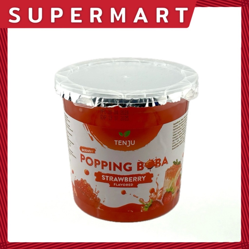 SUPERMART TENJU Strawberry flavored poping boba 1 kg.#1115690