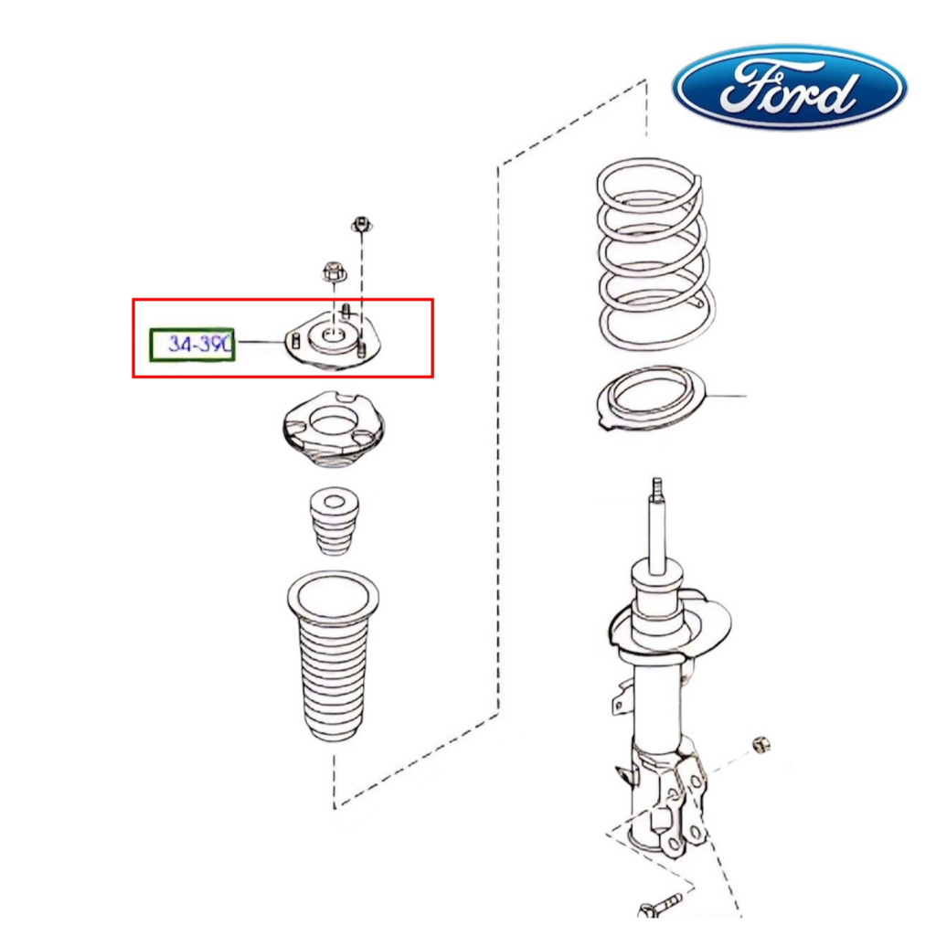 [แท้จากศูนย์ฟอร์ด] เบ้ายึดแกนโช๊คอัพหน้า (8V5Z3A197B)