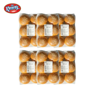 Kimmy ขนมปังเบอร์เกอร์โรยงา ฮาลาล ขนาด 55 ก. Burger bun 1 ลัง 6 แพ็ก ได้ทั้งหมด 36 ลูก