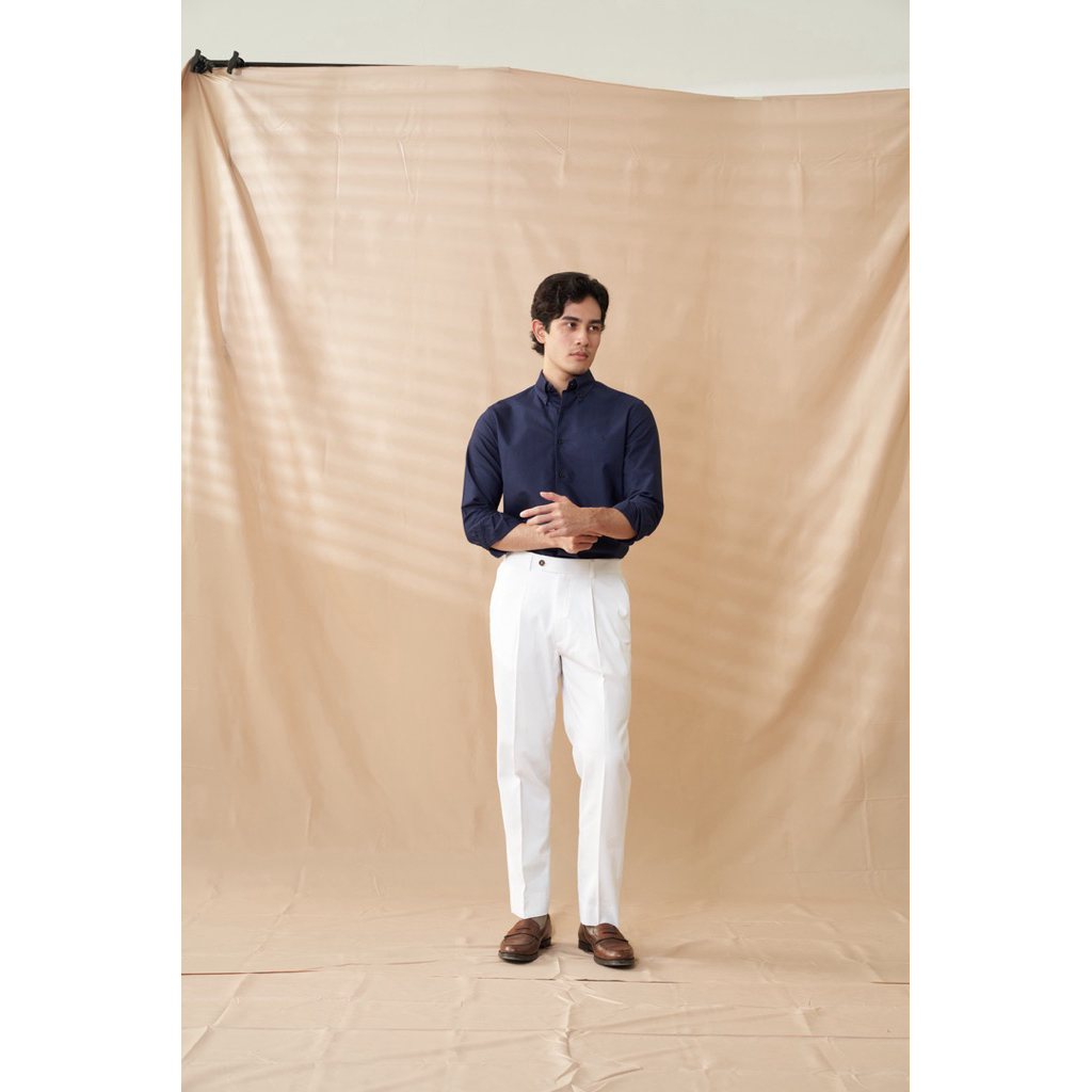 [Code20%ทักแชท] The Alden Easy Trouser สีขาว White | ผ้า Stretch Cotton | Regular Fit 1 จีบ | เอวยางยืดด้านหลัง ราคา ถูกที่สุด ดีลบีเคเค แกลเลอรีภาพที่ 4