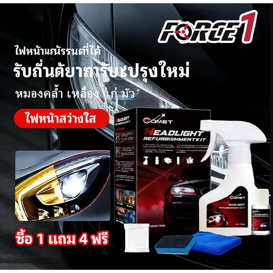 COMET ไฟหน้ารถยนต์เครื่องขัด ชุดขัดไฟหน้ารถ ครีมขัดไฟหน้ารถยนต์ น้ำยาซ่อมแซม 180ml ขัดไฟเหลือง ใช้ง่าย ไม่ต้องขัด