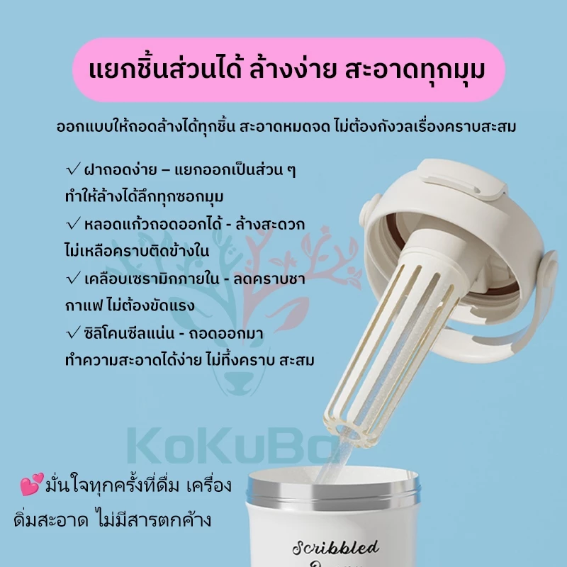 กระบอกน้ำเก็บอุณหภูมิ 550ml กระติกสุญญากาศเซรามิคไลเนอร์ ชุดภาพวาดลายพิเศษ แก้วเก็บความเย็น KOKUBA thumbnail 5