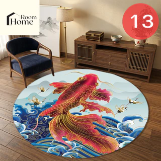 พรมวงกลม 3D ขนาด 100x100 ซม. ลายมงคล พรมปูพื้น กันลื่น ซักได้ แต่งบ้าน พร้อมส่ง