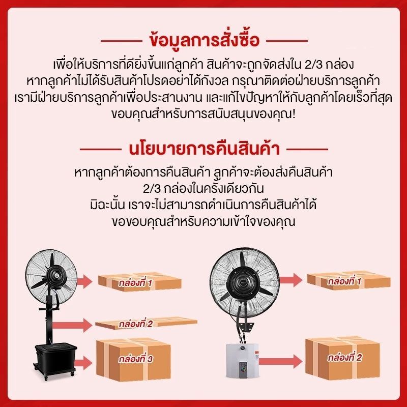 สินค้าจะถูกแบ่งการจัดส่งเป็น 2 กล่องนะคะ พัดลมไฟฟ้า มอเตอร