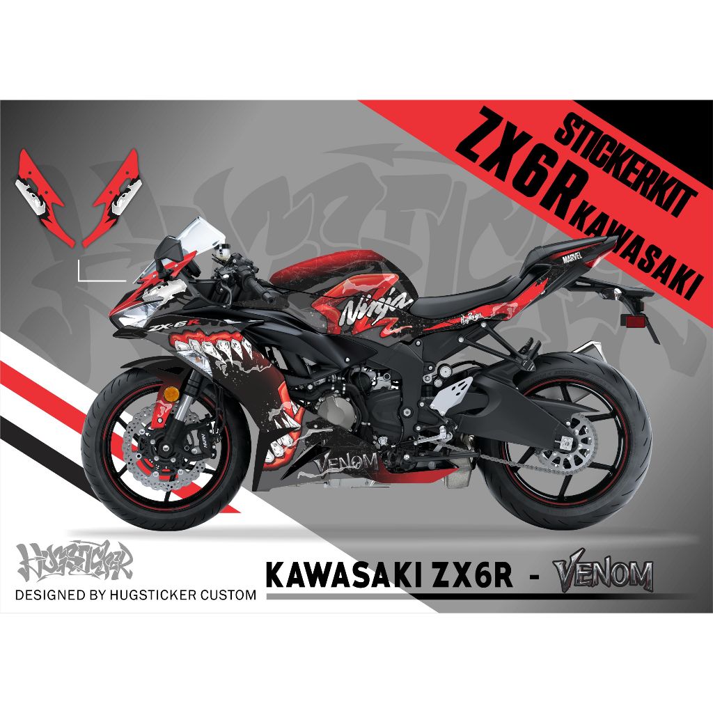 Hugsticker สติ๊กเกอร์ ZX6R ลายเวน่อม (Venom V.2)