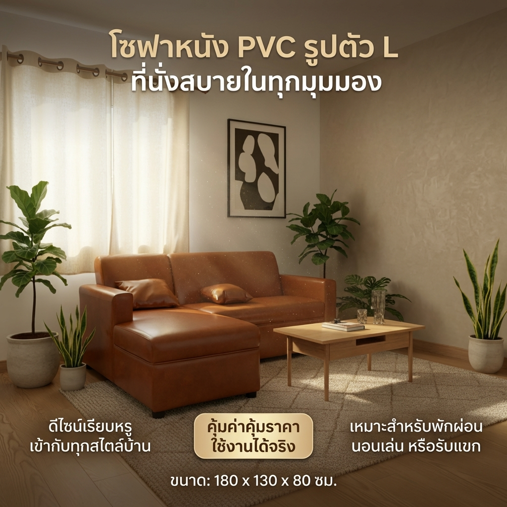 Queencosy โซฟา โซฟาตัวแอลมินิ  รุ่น MODINO แบบหนัง pvc โซฟาเข้ามุม ออกแบบโมเดริน สินค้ามีประกัน