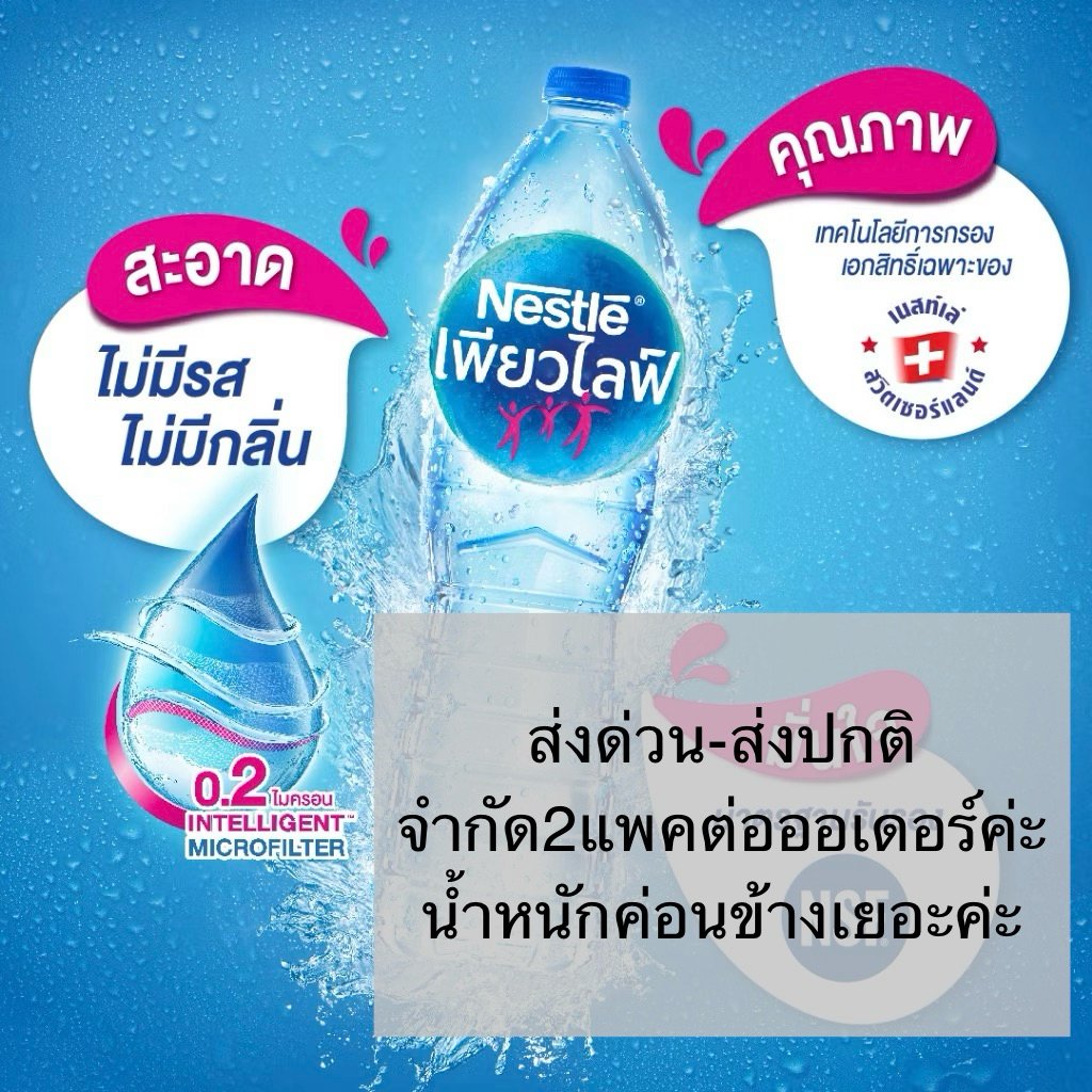 ⚡️พร้อมส่ง⚡️น้ำดื่มเนสท์เล่ เพียวไลฟ์ ขวดจับถนัดมือ พกพาสะดวก ขนาด 600 มล. และ 1.5 ลิตร