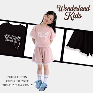 ชุดเด็กผู้หญิง สไตล์เกาหลี แขนสั้นสองชิ้นที่มีสไตล์ ชุดใหม่ฤ…