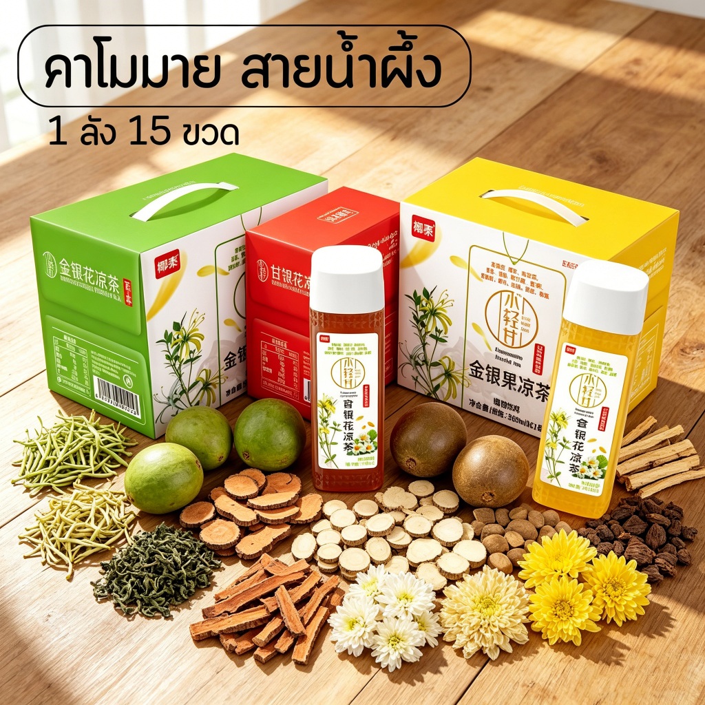 My home ชาคาโมมาย น้ำดอกไม้ รสนุ่มชุ่มคอ สดชื่น 椰泰 小轻甘甘菊金银花露 380ml (ยกลังx15ขวด)