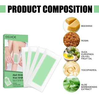 EELHOE แผ่นแว็กซ์ขน แผ่นแว็กซ์กำจัดขน 40pcs โกนขนขา แวคขนรักแร้ มีผ้าเช็ดเปียกให้ 4ผืน