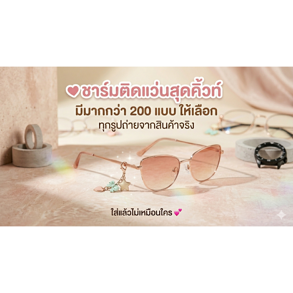 ชาร์มติดแว่น ขายเป็นคู่ ชาร์มใส่แว่น จี้แว่น ประดับแว่น ขายเป็นคู่ ราคา/คู่ ล็อกเก็ตแว่น