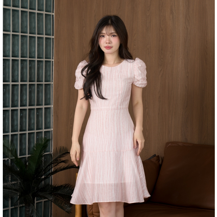 Pixie Dahlia Dress (Pink) เดรสแขนพัฟ เดรสแขนพอง