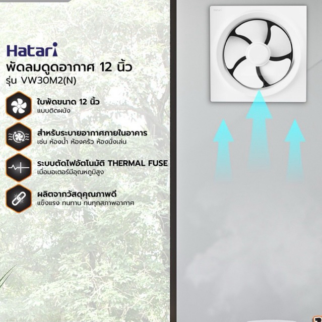 สินค้าใหม่ พัดลมดูดอากาศ 12 นิ้ว  HATARI รุ่น VW30M2(N) มาแรง