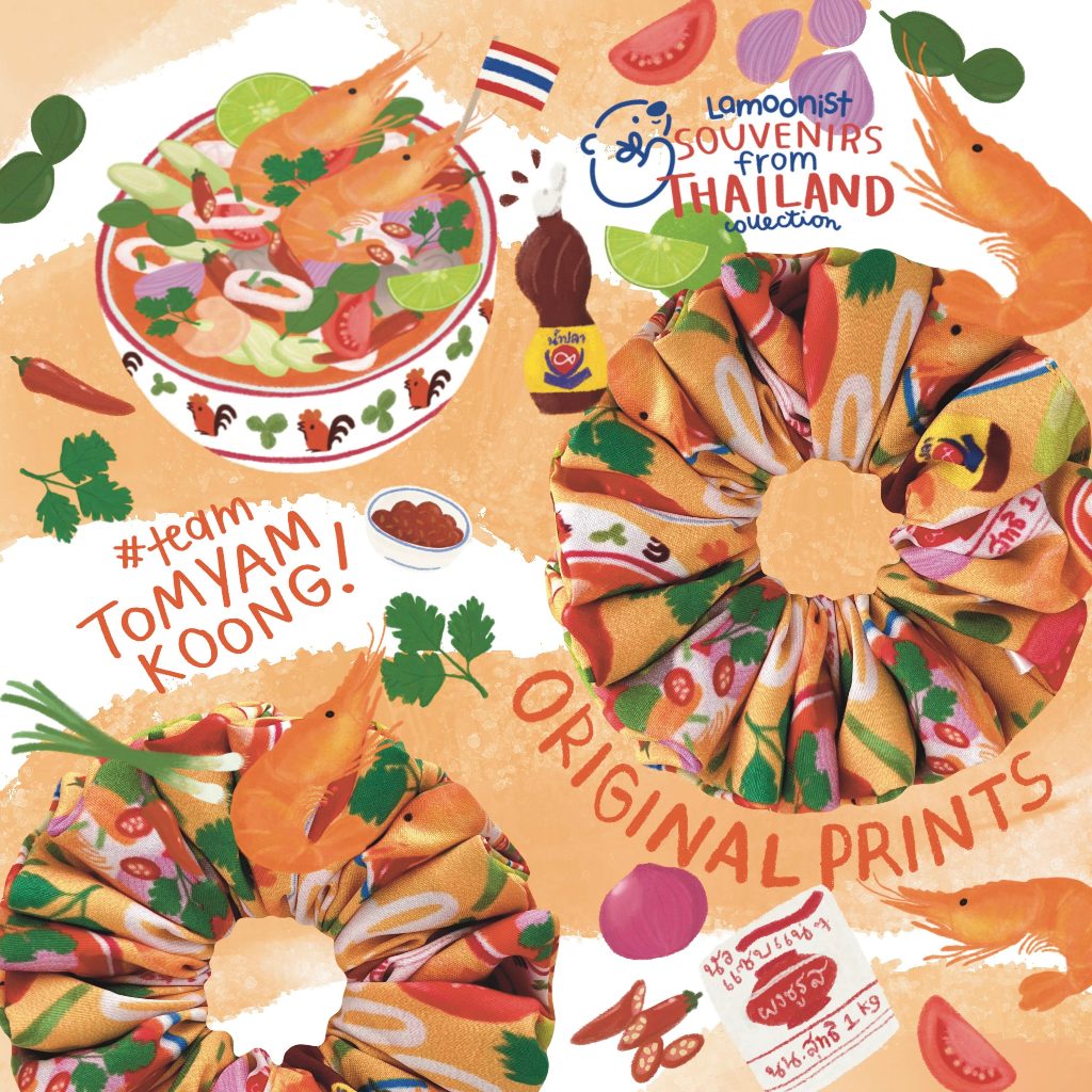 Lamoonist • TOM YAM KOONG • souvenirs from Thailand scrunchie collection