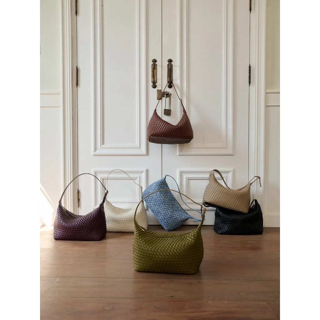 (1125)Sugar Monday Audrey Bag - Medium Size กระเป๋าสาน หนัง PU Premium สะพายไหล่ ต่อสายสะพายยาว สะพายข้างได้