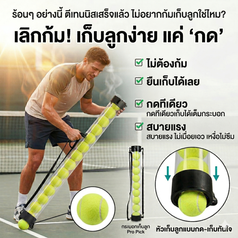 ที่คีบลูกเทนนิส บรรจุลูกเทนนิสได้ 20พร้อมสายสะพายไหล่สำหรับเก็บลูกเทนนิส อุปกรณ์เก็บลูกเทนนิส อุปกรณ์พกพา อุปกรณ์จ่าย