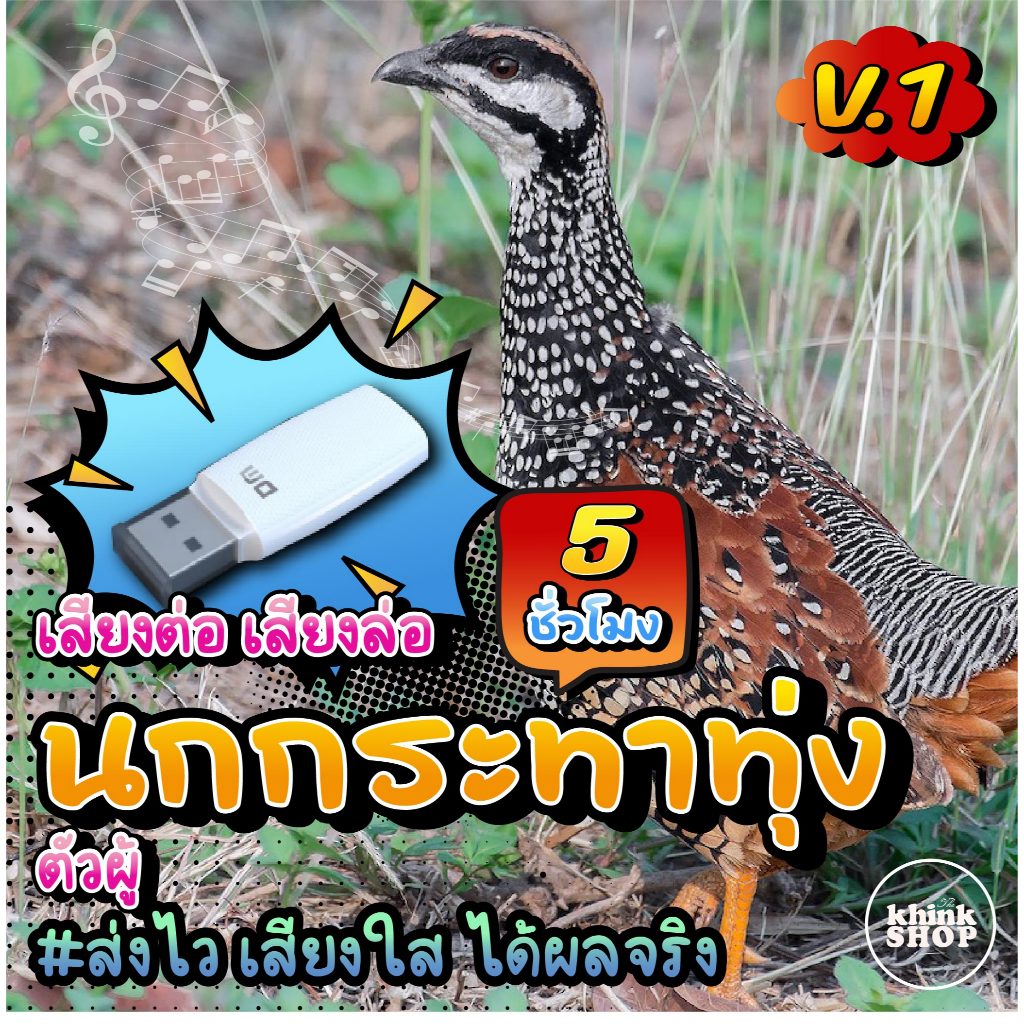 เสียงต่อนกกระทาทุ่ง ตัวผู้ V.1 แฟลชไดรฟ์ เมม ไม่มีโฆษณาแทรก มีเก็บเงินปลายทาง