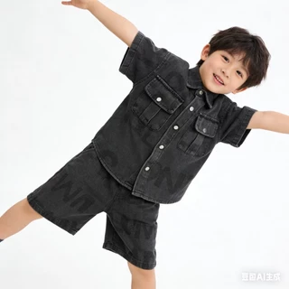 YO238 ชุดเซ็ตเด็กสุดฮิต งานยีนส์นิ่มใส่สบาย สไตล์มินิมอลคูลๆ เท่ไม่เหมือนใคร