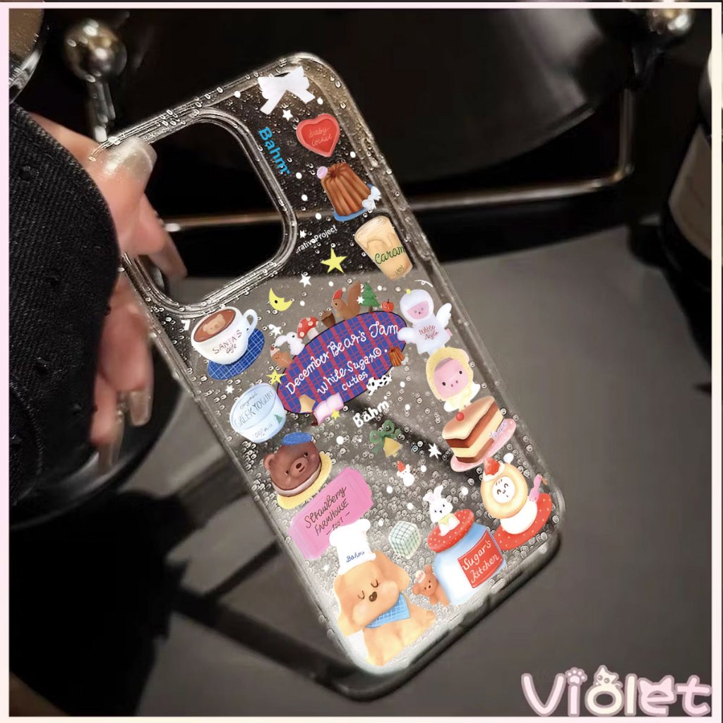 เคสโทรศัพท์ ลายน่ารัก สำหรับ iPhone 17 Air 17Pro 17Promax 17E 16 Plus 15 14 13 Promax 12 11 Pro max 17E เคสใส กากเพชร