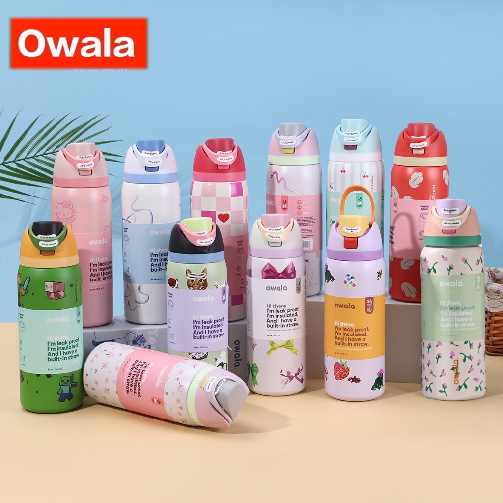 Owala Freesip ถ้วยน้ำ ขวดน้ำเก็บอุณหภูมิ โอวาล่า ความจุ 24/16ozสดุสแตนเลส 304 710ML กระบอกน้ำ