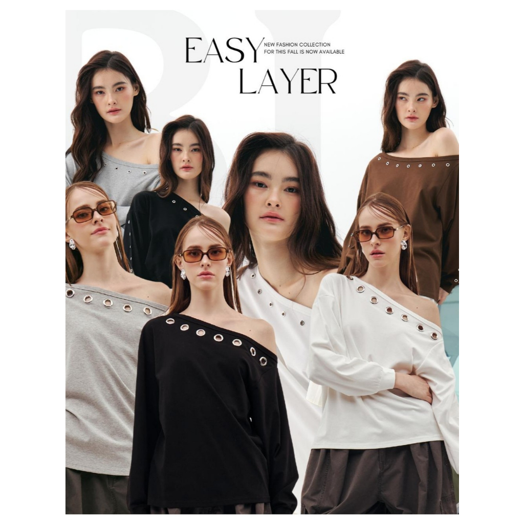 BCLS35 Easy Layer - เสื้อปาดไหล่ทรง oversize
