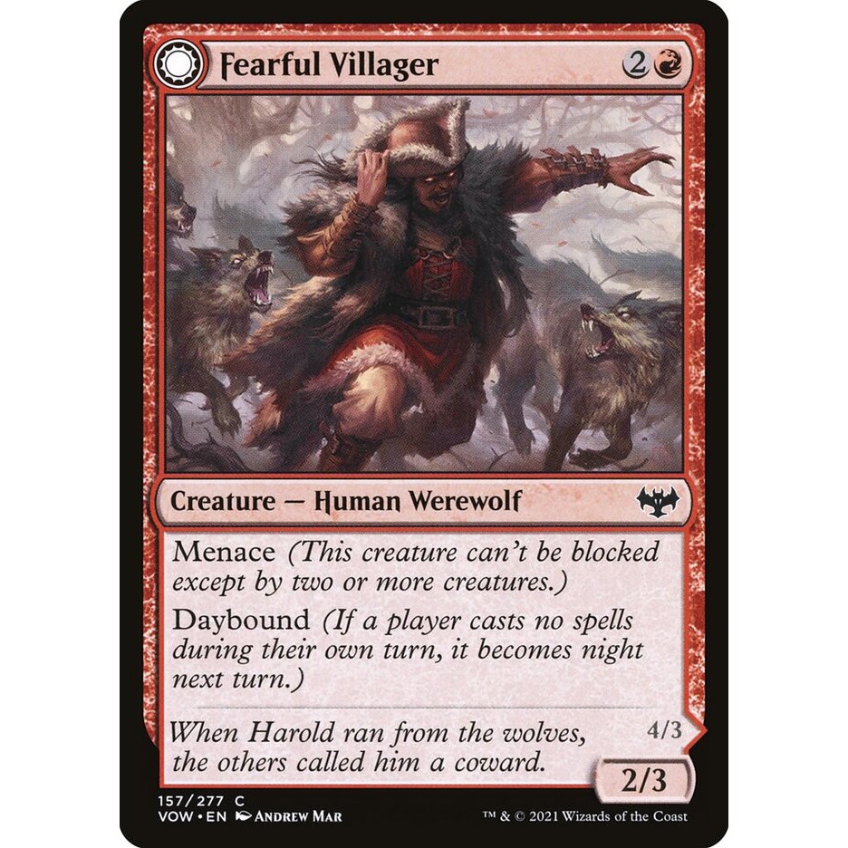 MTG - Magic The Gathering - Innistrad: Crimson Vow - Fearful Villager // Fearsome Werewolf - Near Mi