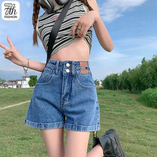 กางเกงยีนส์ขาสั้นเอวสูง ทรงหลวม ไซส์ใหญ่ S-5XL ผู้หญิง ทรงลุย ใส่แล้วขายาว เดิมๆ สไตล์เกาหลี ผ้านิ่ม ใส่สบาย