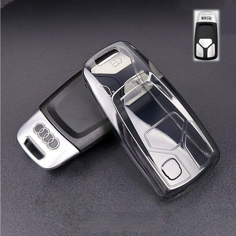 เคสใส รีโมทรถ Audi TT นิวออดี้   (TPU Key Cover with Colorful PC Push button Guard)  New Audi  Smart Key  3 ปุ่ม สมาร์ทค