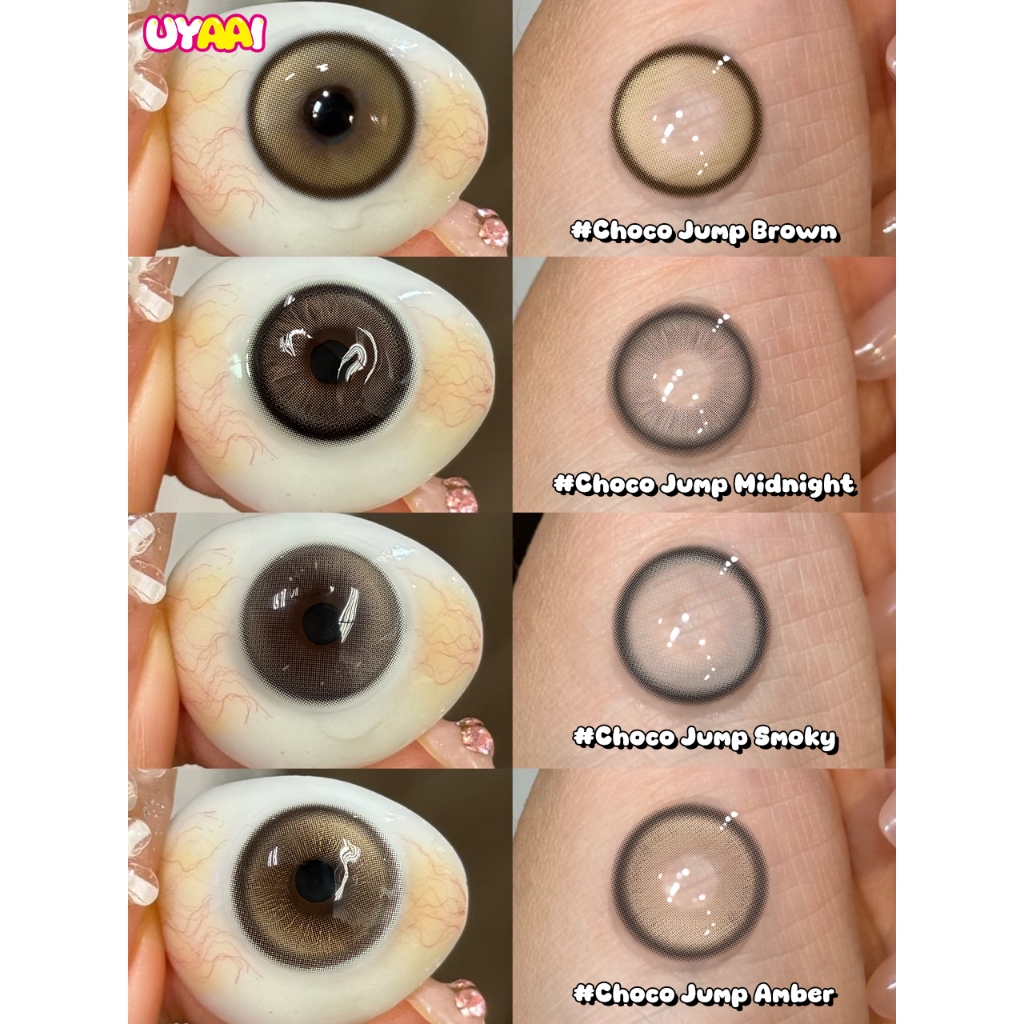 【FDA】คอนแทคเลนส์สายตา UYAAI -0.50~-4.00 Choco Jump series คอนแทคเลนส์สี 14.5mm Brown Midnight คอนแทคเลนส์รายเดือน
