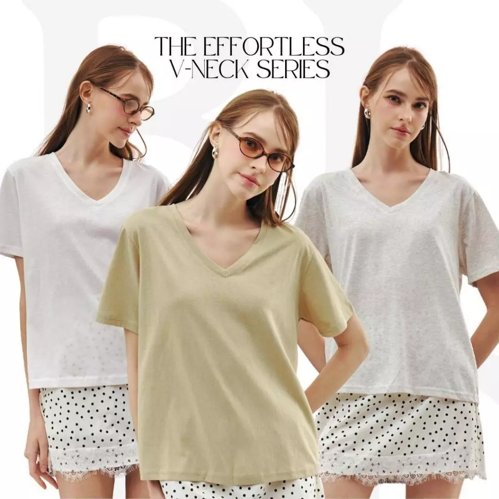 BCTS01 The Effortless V-Neck Series - เสื้อยืดคอวี