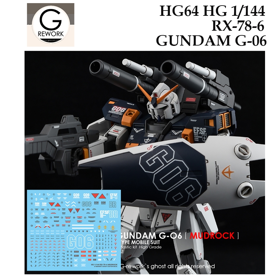[ G Rework ] HG64 HG 1/144 RX 78 6 GUNDAM G06 MUDROCK  WATER SLIDE DECAL
