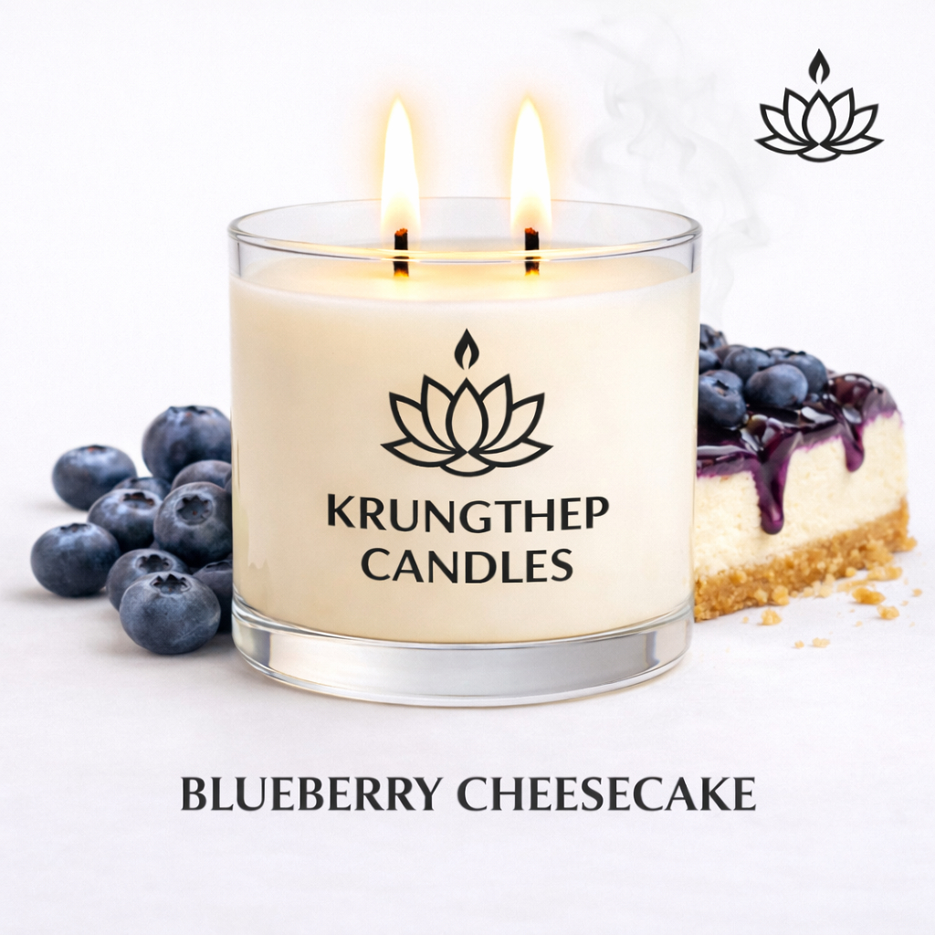 เทียนหอมไขถั่วเหลือง Blueberry Cheesecake Scented Candle อโรม่า [หลายขนาด/Sets] - Krungthep Candles