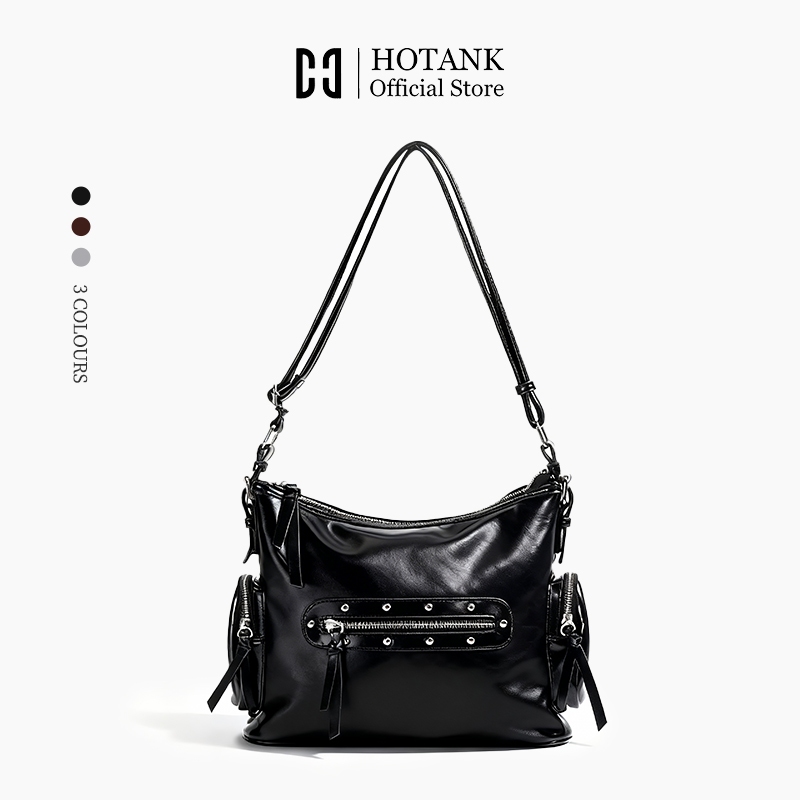 HOTANK กระเป๋าสะพายข้างผู้หญิง วัสดุ PU ปรับสายได้ ดีไซน์เรียบหรู ใส่ได้ทุกวัน