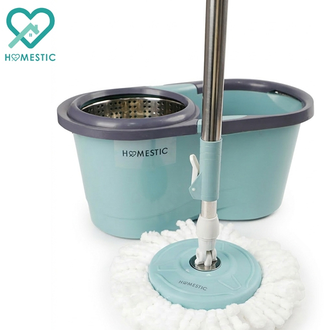 HOMESTIC ไม้ถูพื้น ไม้ม็อบ ด้ามสแตนเลส พร้อมผ้าไมโครไฟเบอร์ Spin Mop ใช้ได้กับถังน้ำและถังปั่น