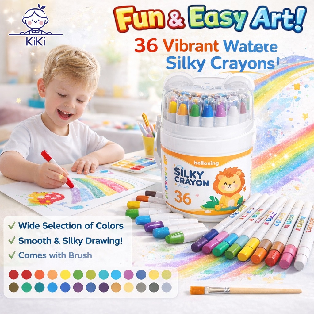KiKi สีเทียน เด็ก ปลอดสารพิษ สีเทียนเด็ก สีเทียนปลอดสารพิษ 12/24/36สี ดินสอสีมือไม่สกปรก