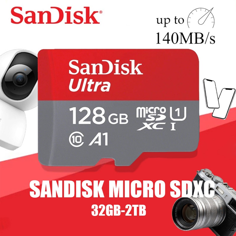 SANDISK class10 Micro SDcard Ultra 32GB/64GB/128GB/256GB/512GB/1TB A1 UHS-1 C10 U1 memory card โทรศัพท์ แท็บเล็ต