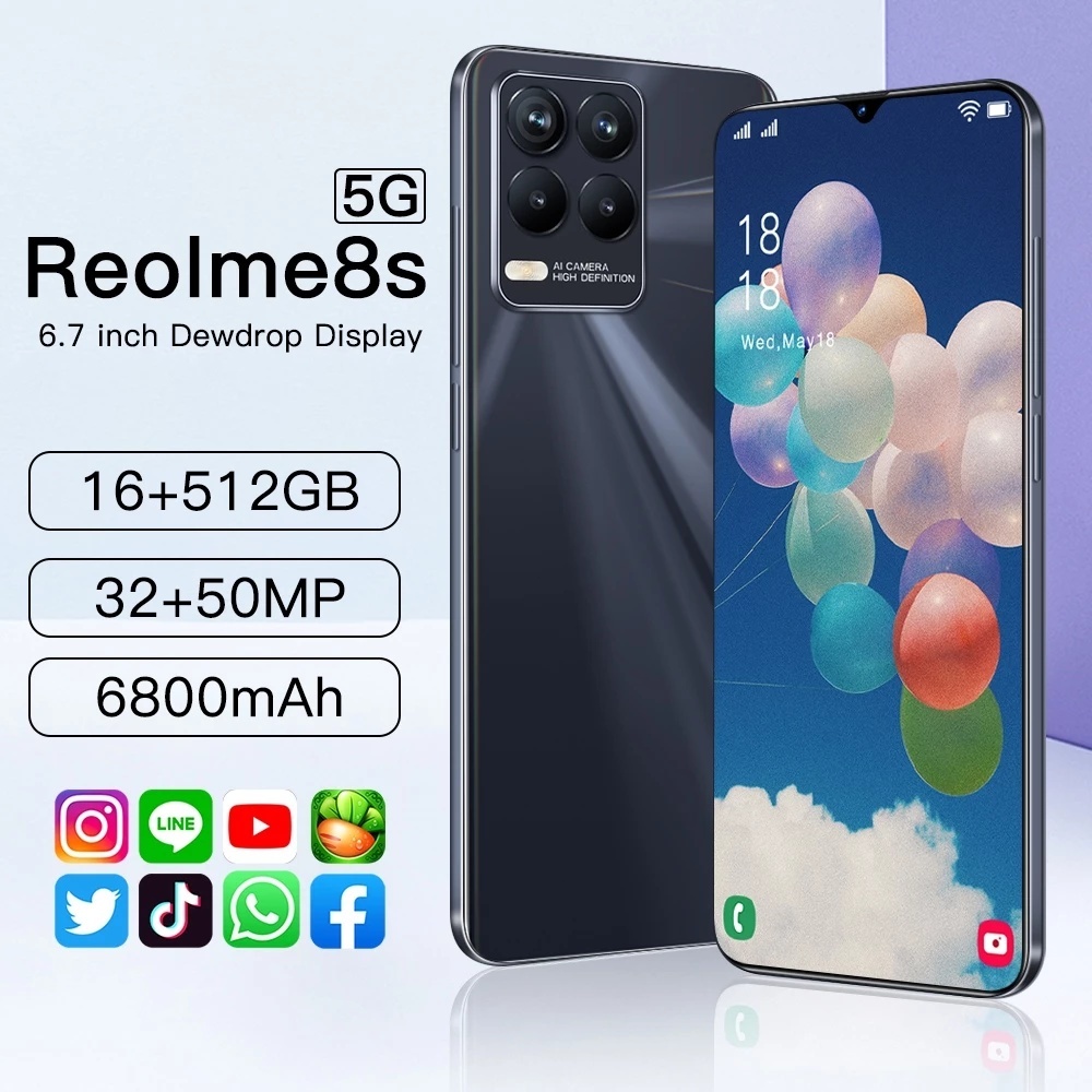 Real8s (16+512) | สมาร์ทโฟนทนทานต่อการกระแทก กล้องชัด 32 MP ใช้งานราบเลื่น 50 เดือน แบตเตอรี่ 6800 mAh