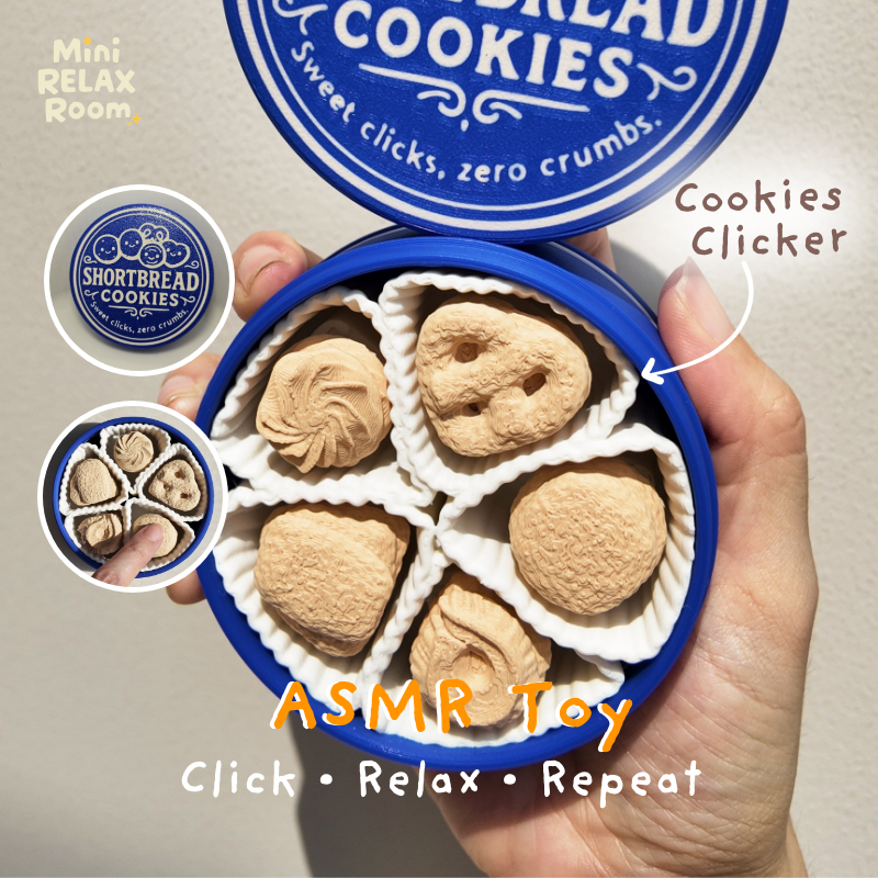 ของเล่นคลายเครียด ASMR ปุ่มกดเสียงเพราะ 3D Print ลายคุกกี้ Shortbread | ของเล่นแก้เครียด น่ารัก พกพาง่าย