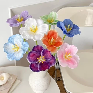 ดอกทิวลิปปลอม ดอกไม้ผ้าไหม สีสดเหมือนจริง(มีสีให้เลือกเยอะ） ช่อดอกไม้สำหรับตกแต่งบ้าน
